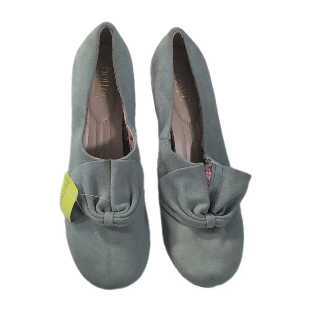 Hotter Donna Shoes‎ Size 11 (EU 43) Aqua Blue Suede Kitten Heel - New
